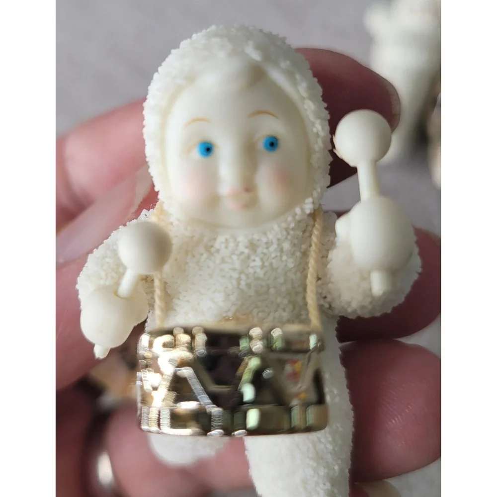 Dept 56 Snowbabies Ornaments Baby In My Stocking 2002 Holiday Drummer Set of 2